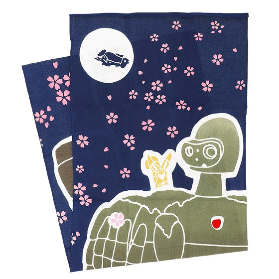 Castle in the Sky Hand-dyed Tenugui Robot Soldier "Hanaakari" (Cherry Blossom Glow)