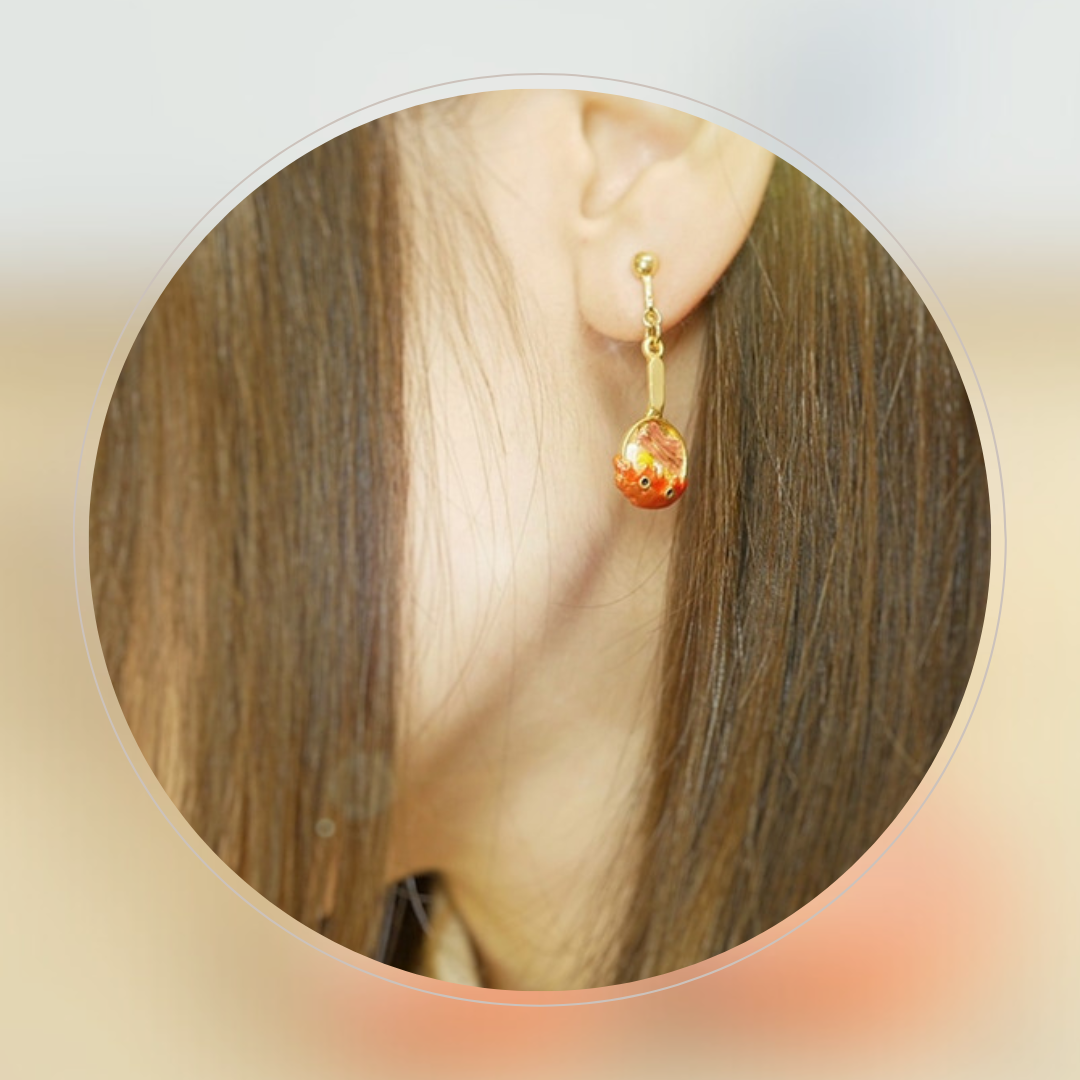 Howl's Moving Castle Calcifer Earrings "Bacon and Eggs"