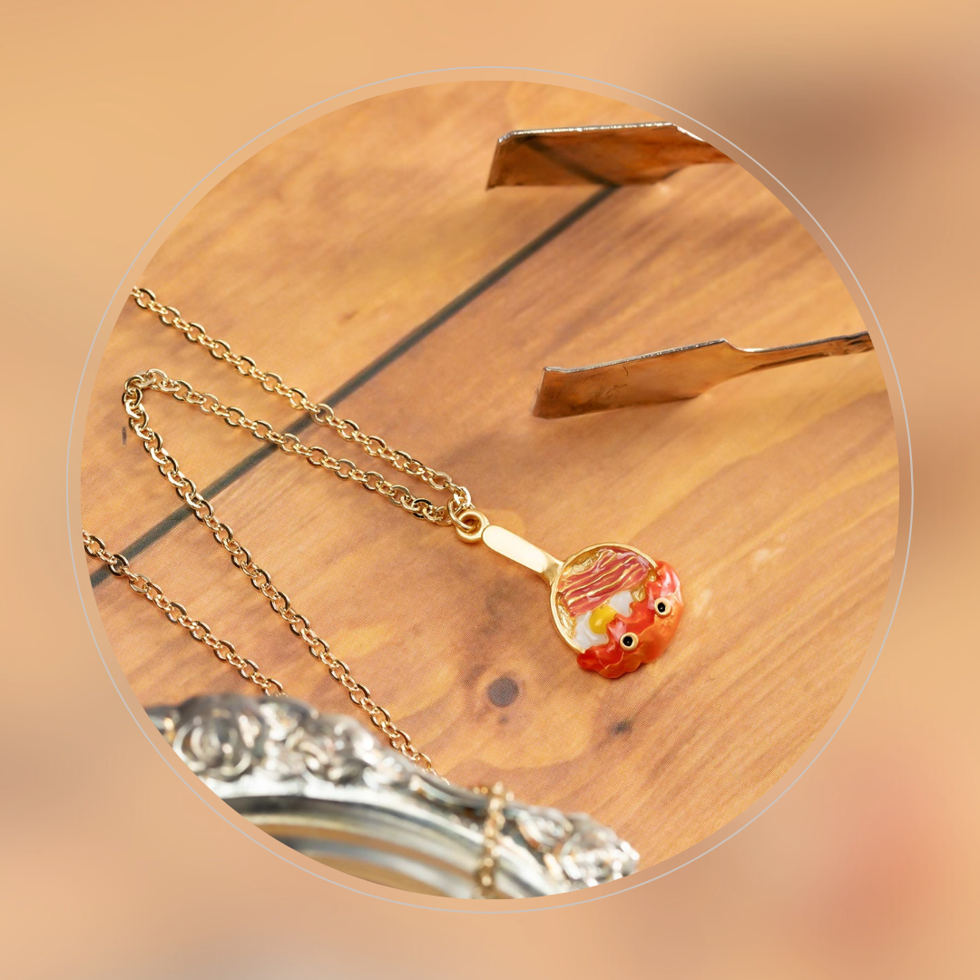 Howl's Moving Castle Calcifer Necklace "Bacon and Eggs"