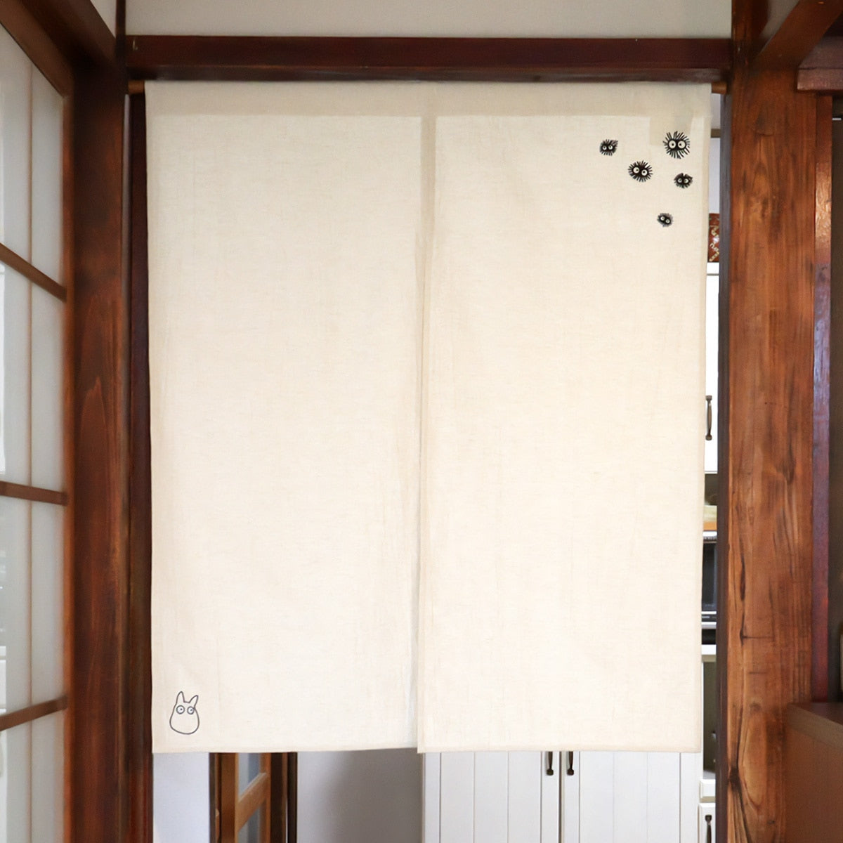 My Neighbor Totoro Embroidered Noren "Kurosuke" Center Opening Curtain