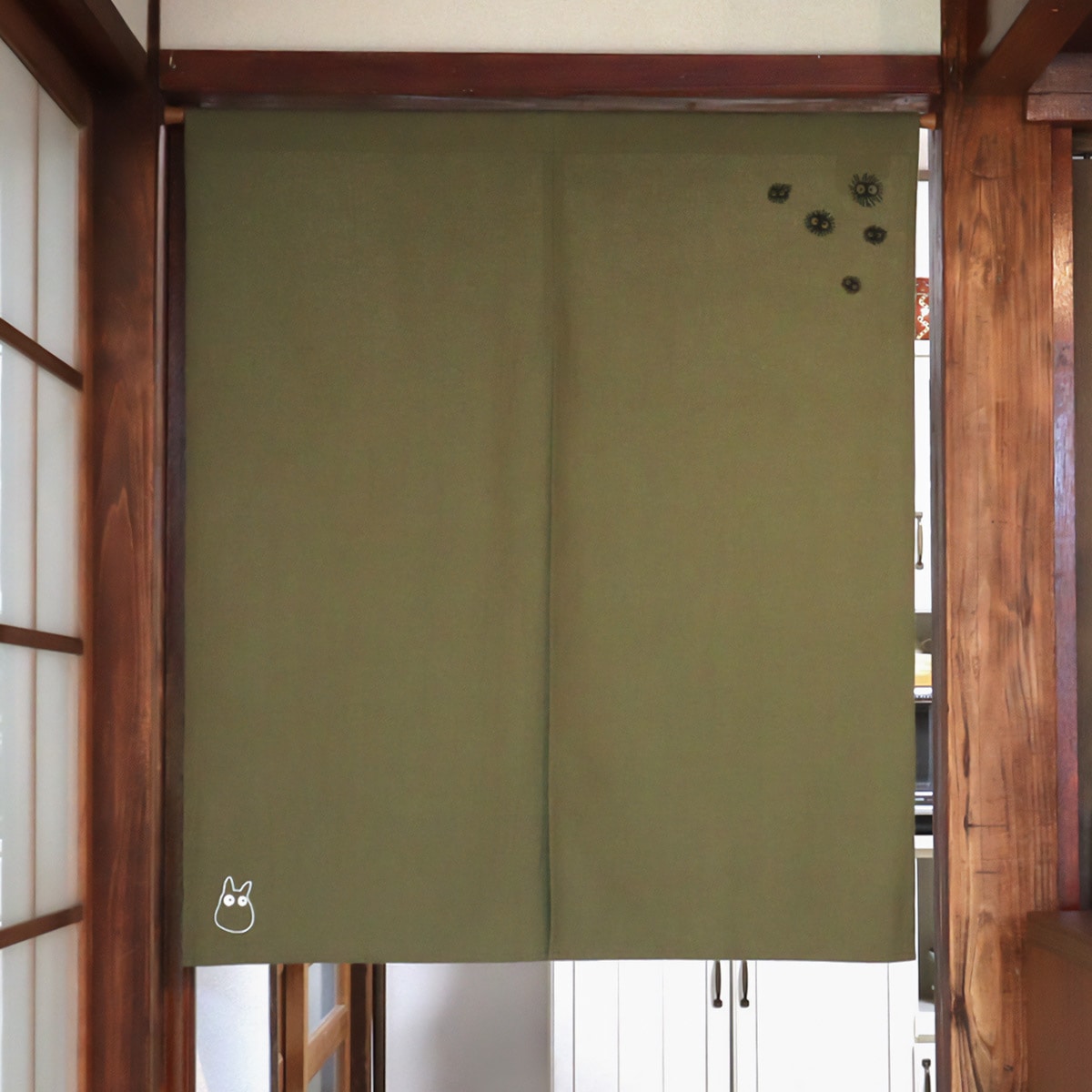 My Neighbor Totoro Embroidered Noren "Kurosuke" Center Opening Curtain