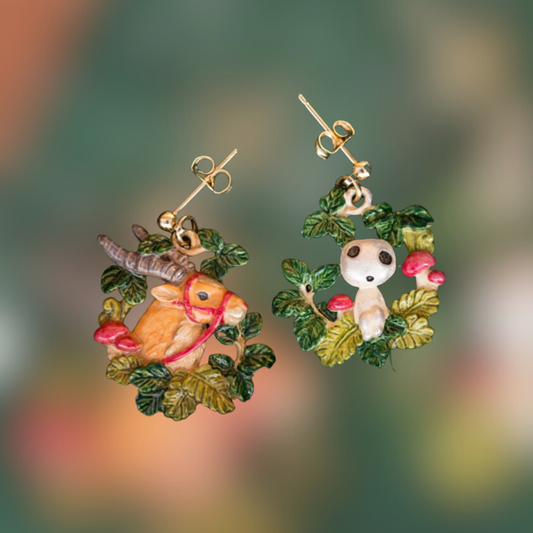 Princess Mononoke Earrings Kodama & Yackle Tin alloy