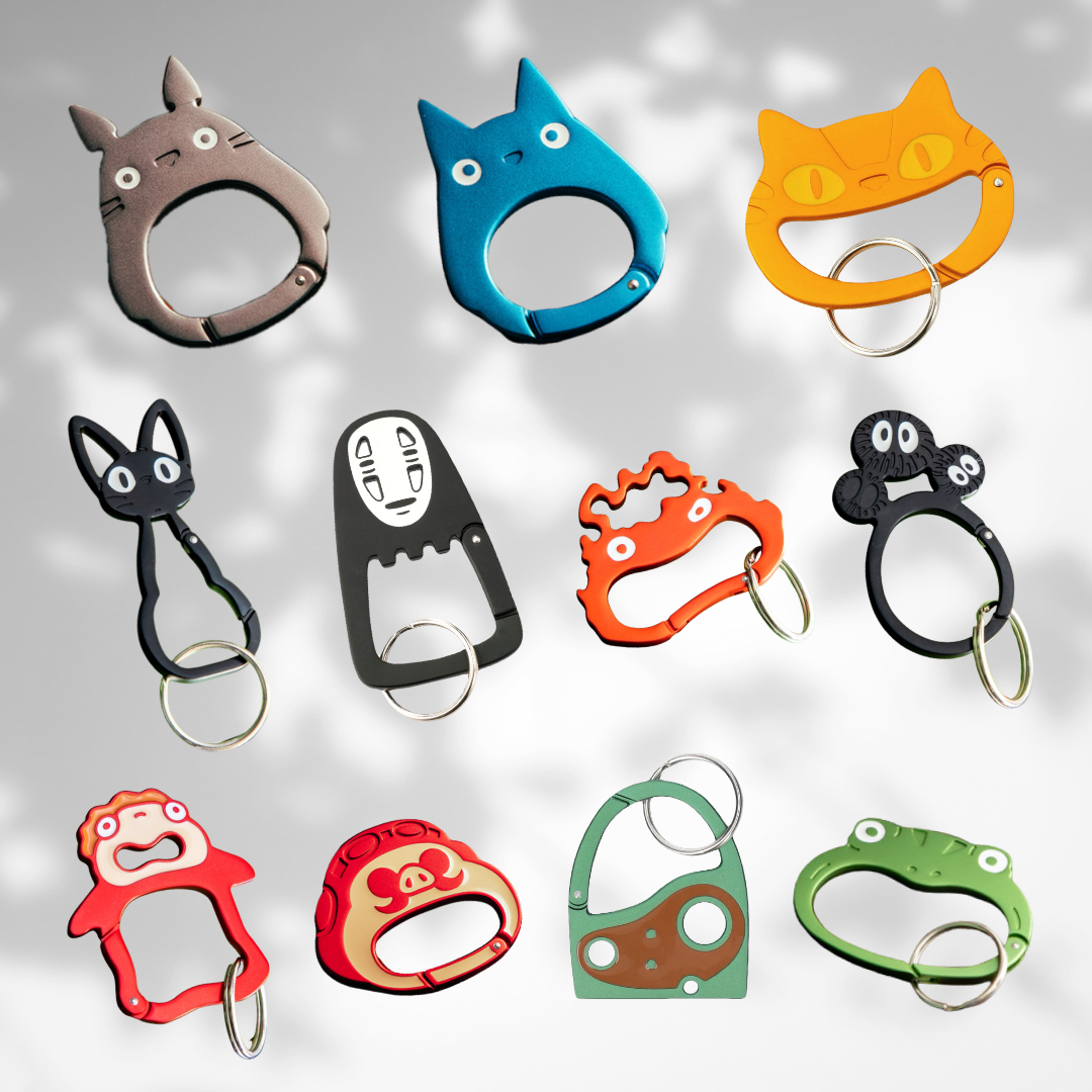 Studio Ghibli Face Carabiner Keychain Totoro Calcifer Ponyo Jiji Porco etc Complete 11set