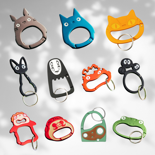 Studio Ghibli Face Carabiner Keychain Totoro Calcifer Ponyo Jiji Porco etc Complete 11set