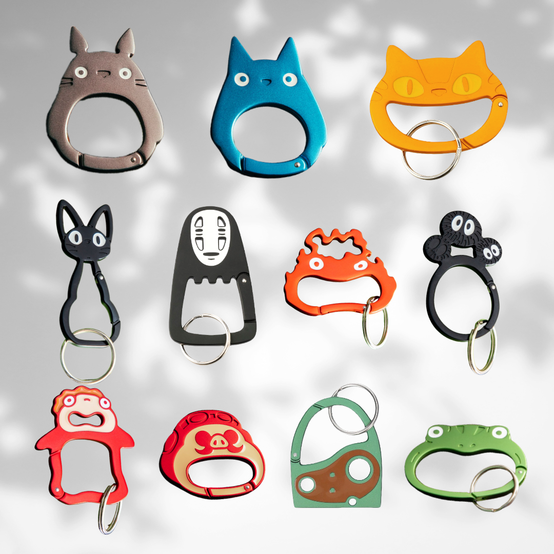 Studio Ghibli Face Carabiner Keychain Totoro Calcifer Ponyo Jiji Porco etc Complete 11set