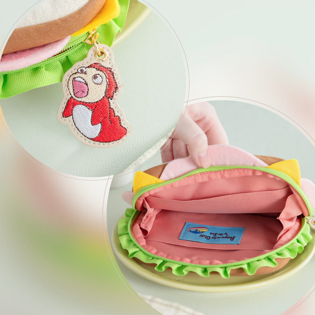 Ponyo on the Cliff by the Sea "Itadaki! Ham Sandwich Pouch" Embroidered Charm