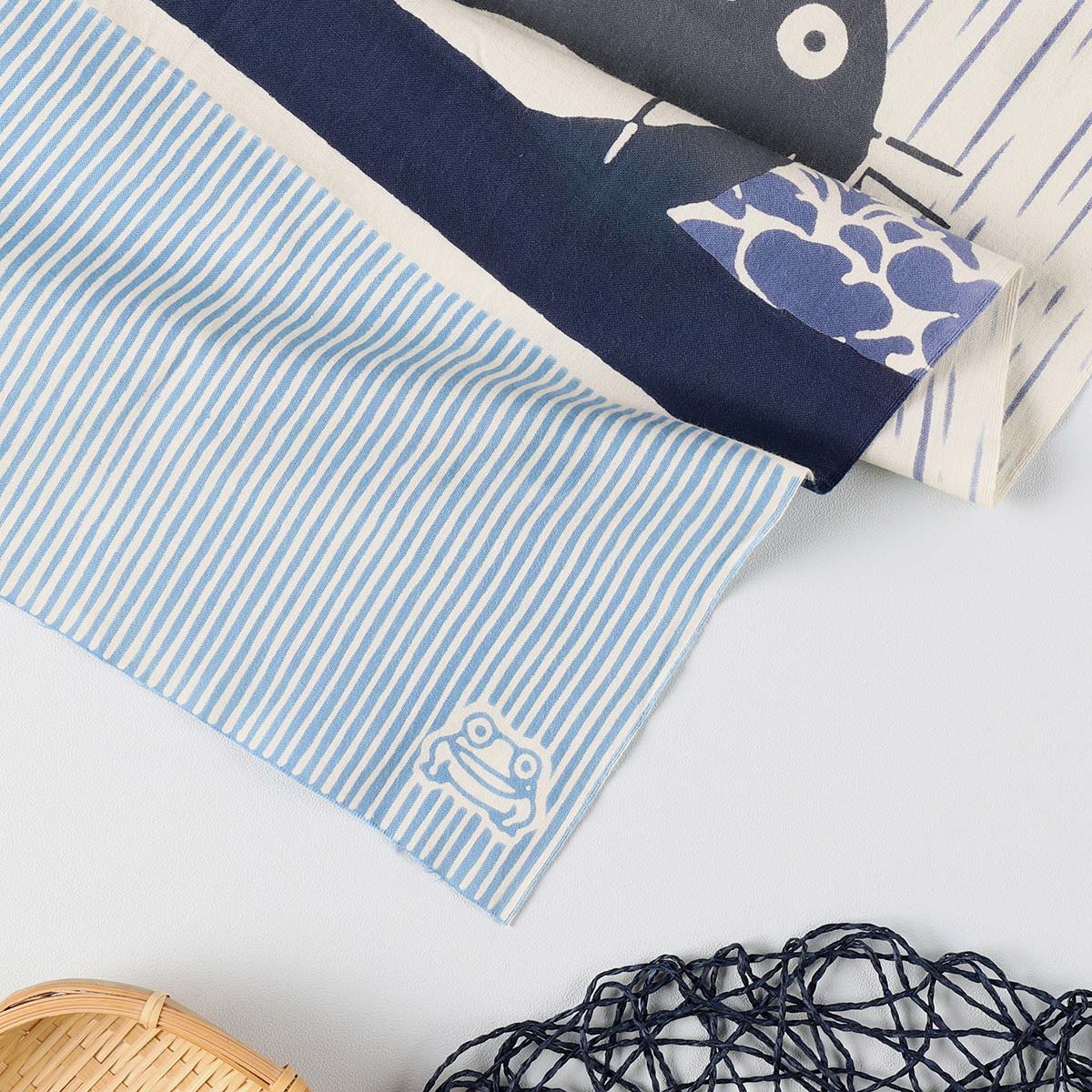 My Neighbor Totoro Hand-Dyed Tenugui “Rain Stripes”