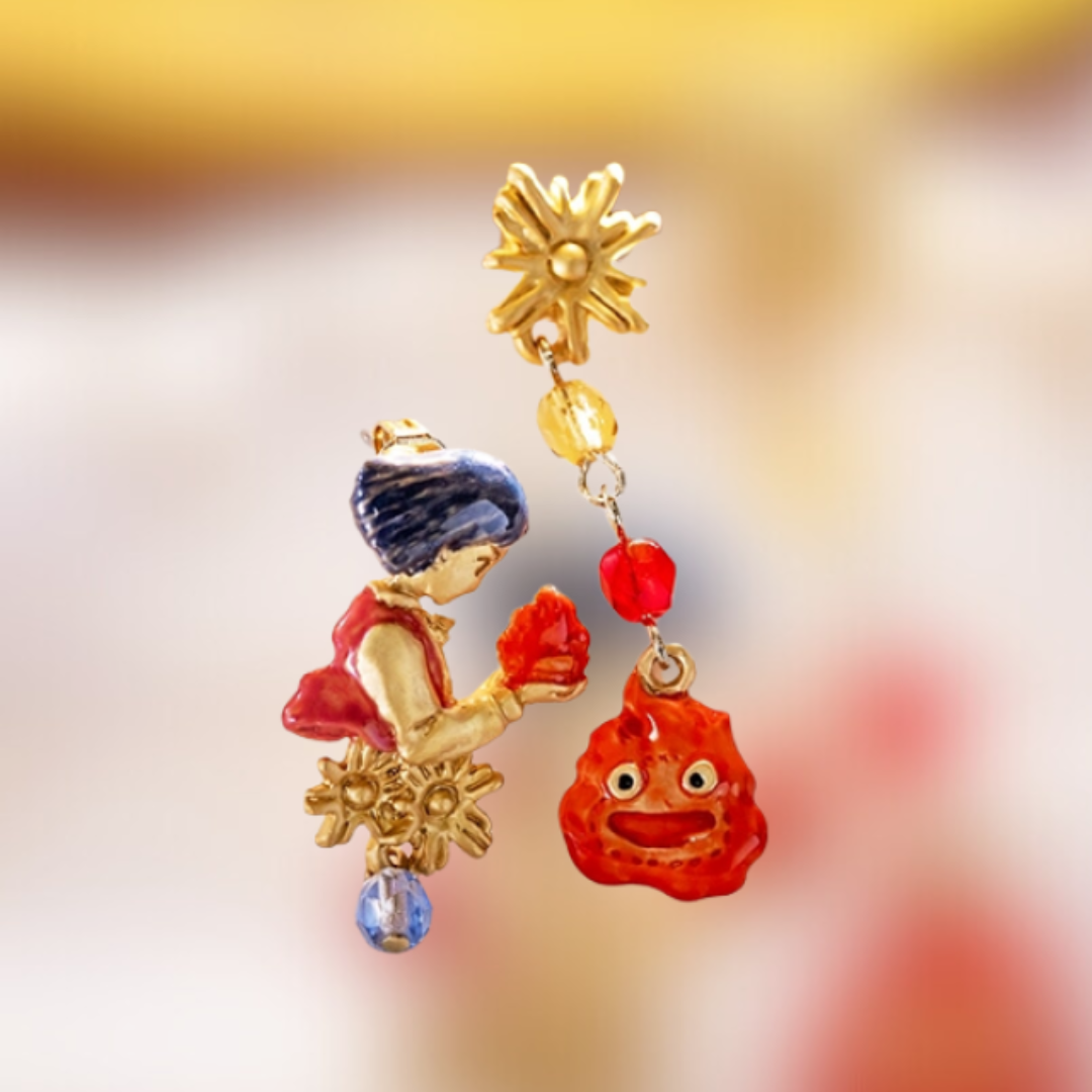 Howl's Moving Castle Earrings Young Howl & Calcifer