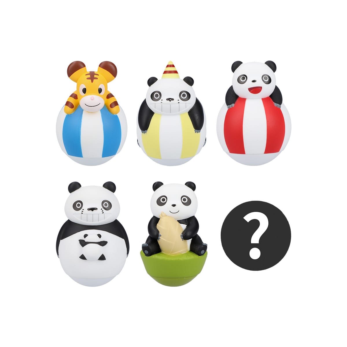 Panda! Go Panda! Chubby Wobbling Japanese Tumbler Dolls Set of 6