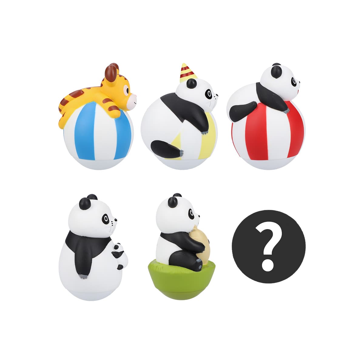 Panda! Go Panda! Chubby Wobbling Japanese Tumbler Dolls Set of 6