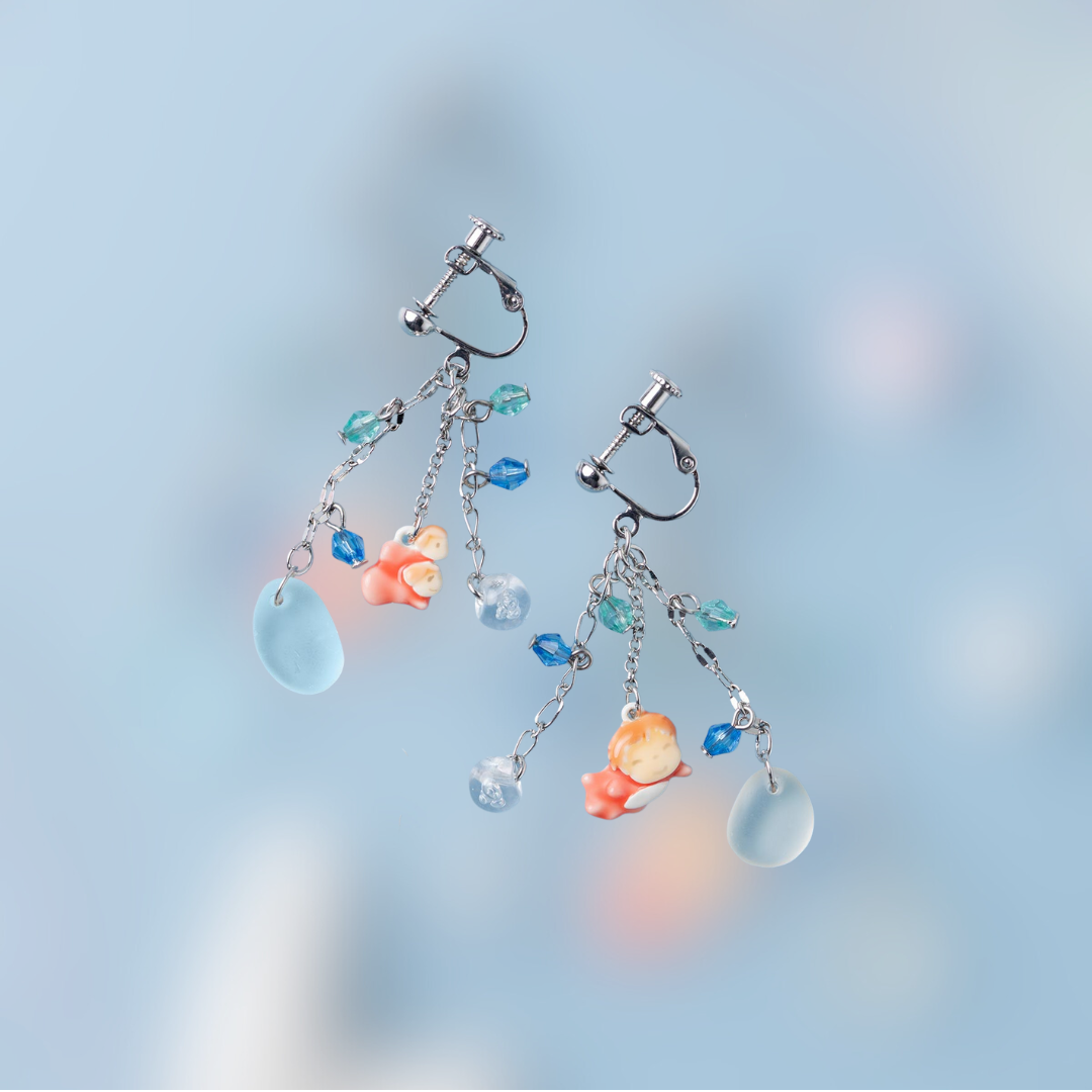 Ponyo on the Cliff by the Sea Ponyo Earrings "Swaying Gently"