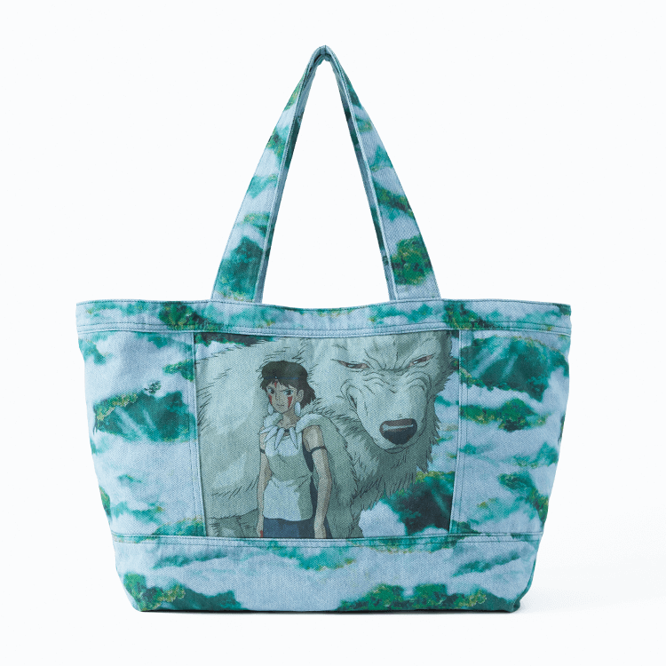 Princess Mononoke Collection Tote Bag SAN ＆ ASHITAKA Denim Wash Cotton Mint