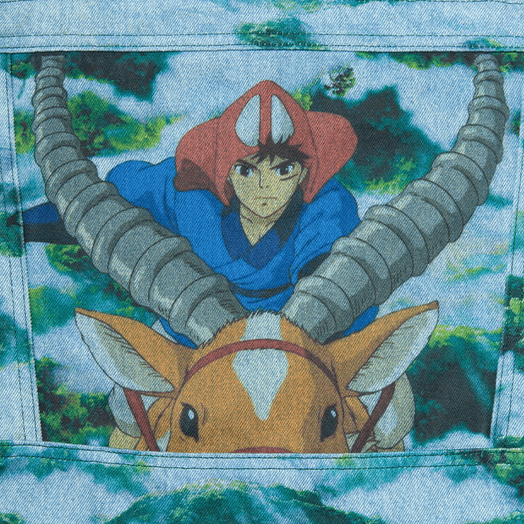 Princess Mononoke Collection Tote Bag SAN ＆ ASHITAKA Denim Wash Cotton Mint