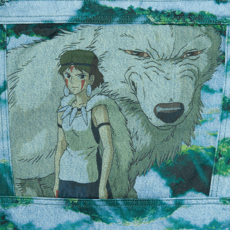 Princess Mononoke Collection Tote Bag SAN ＆ ASHITAKA Denim Wash Cotton Mint